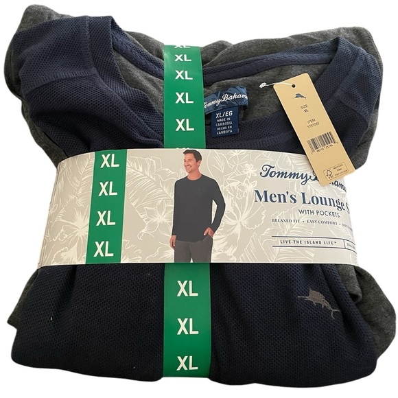 Tommy Bahama Men's Long Lounge Set Size: L or XL Blue and Gray - Picture 3 of 12